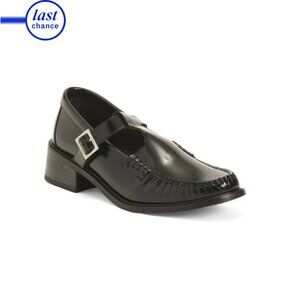 GH BASS Black Made In Portugal Leather Mary Jane Block Heels